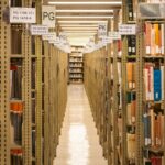 hallway of library full of books